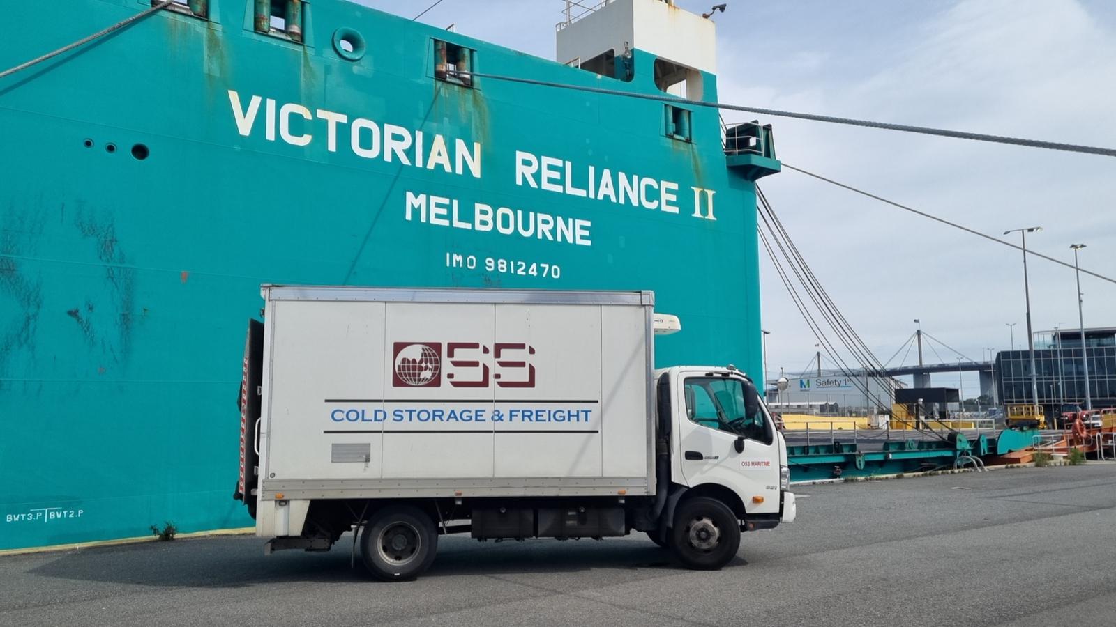 OSS Maritime truck delivering to the Victorian Reliance II